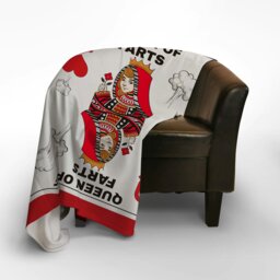 Rackhams Queen of Farts Playing Card Design - Luxury Fleece Blanket 150cm X 150cm - thumbnail 4