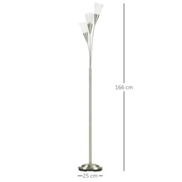Rackhams Modern Upright Floor Lamp with 3 Light, Steel Base Living Room - thumbnail 4