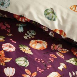 Rackhams Autumn Pumpkins Plum Duvet Cover Set - Single - thumbnail 5
