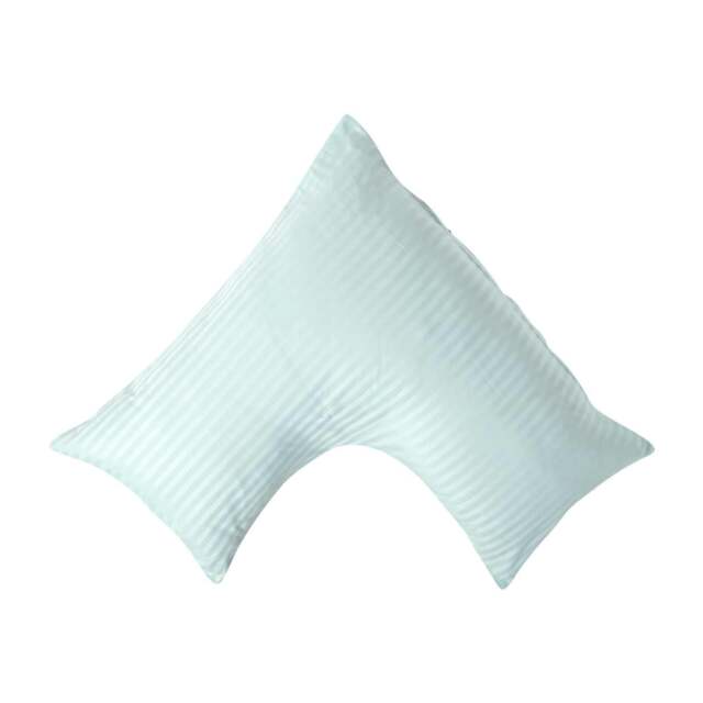 Rackhams Silky 330 TC Egyptian Cotton Satin Stripe V Shaped Pillowcase - Aqua Blue - image 1