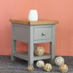 Rackhams Bedside Table Cabinet with Shelf, Drawer & Metal Handles - Fully Assembled (36 x40 x 47cm) - Light Grey - thumbnail 1