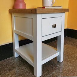 Rackhams Bedside Table Cabinet with Shelf, Drawer & Metal Handles - Fully Assembled (36 x40 x 47cm) - Light Grey - thumbnail 2