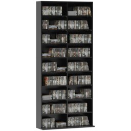 Rackhams 640 CD Storage Unit 360 DVD Storage Tower w/ 18 Compartments Black - White - thumbnail 2