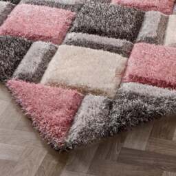 Rackhams 3D Geo Carved Rug – Pink Colour - 80X150 cm - thumbnail 3