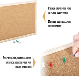 Rackhams Cork Notice Pin Board - Noticeboard Bulletin Wooden Frame for Office, School, Bedroom, Memo, and Home (Pack of 2) - 900 x 600 mm - thumbnail 5