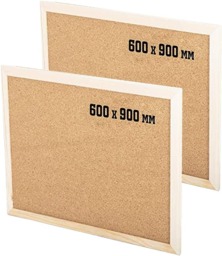 Rackhams Cork Notice Pin Board - Noticeboard Bulletin Wooden Frame for Office, School, Bedroom, Memo, and Home (Pack of 2) - 900 x 600 mm - thumbnail 1