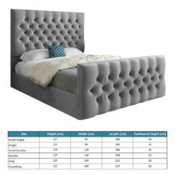 Rackhams Novara Upholstered Soft Velvet Bed Frame - Grey - Blue - Super king - thumbnail 5