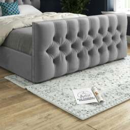 Rackhams Novara Upholstered Soft Velvet Bed Frame - Grey - Blue - Super king - thumbnail 4