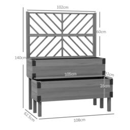 Rackhams Raised Garden Bed with Trellis, 2-Tier Wooden Elevated Planter Box for Vegetables, Flowers, Herbs, Grey - thumbnail 2