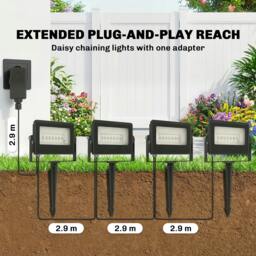 Rackhams 32W LED Floodlights, Outdoor Flood Light with UK Plug, Black - Plastic, Die-cast Aluminium, Glass - 32 - Garden Stake Lights - thumbnail 4