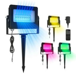 Rackhams 32W LED Floodlights, Outdoor Flood Light with UK Plug, Black - Plastic, Die-cast Aluminium, Glass - 32 - Garden Stake Lights - thumbnail 2