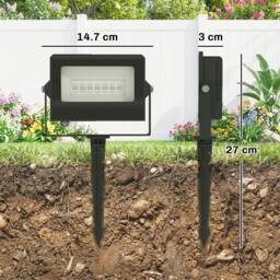 Rackhams 32W LED Floodlights, Outdoor Flood Light with UK Plug, Black - Plastic, Die-cast Aluminium, Glass - 32 - Garden Stake Lights - thumbnail 3