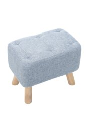 Rackhams Light Blue Linen Fabric Footstool Pouffe Ottoman with Pocket - Light Blue - thumbnail 3