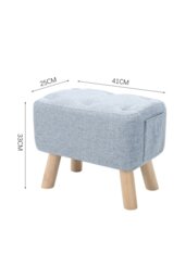 Rackhams Light Blue Linen Fabric Footstool Pouffe Ottoman with Pocket - Light Blue - thumbnail 6