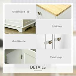 Rackhams Sideboard with Rubber Wood Top, Modern Storage Cabinet, Kitchen Cupboard with 3 Doors, 3 Drawers and 3 Adjustable Shelves, White - thumbnail 6