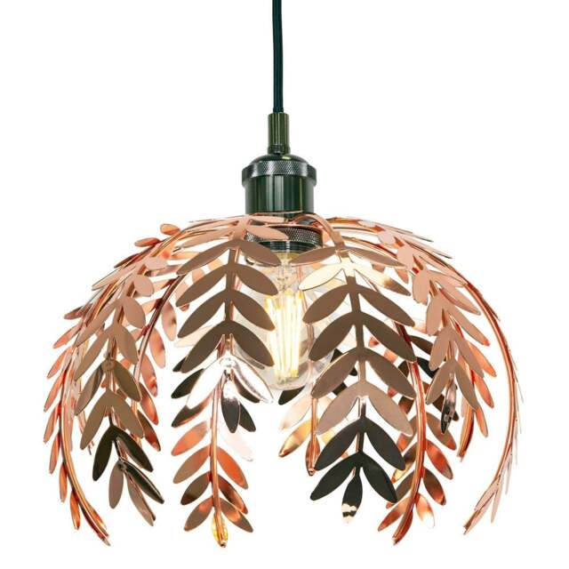 Rackhams Traditional Fern Leaf Design Ceiling Pendant Light Shade in Shiny Copper Finish - image 1