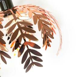 Rackhams Traditional Fern Leaf Design Ceiling Pendant Light Shade in Shiny Copper Finish - thumbnail 3