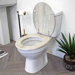 Rackhams Oxford Grey Oak Wooden Toilet Seat - thumbnail 3
