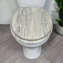Rackhams Oxford Grey Oak Wooden Toilet Seat - thumbnail 2