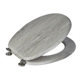 Rackhams Oxford Grey Oak Wooden Toilet Seat - thumbnail 1