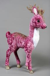 Rackhams 52cm Burgundy Reindeer Christmas Figurine with Polystyrene Finish, Gold Sequin Details and Glitter Accents for Seasonal Home Display - thumbnail 3
