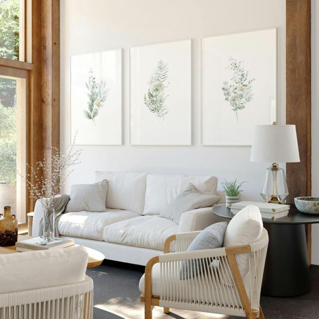 Rackhams Floral Artwork Prints - Set of 3 wall art prints - 20 x 30 in / 50 x 76 cm - Polyester Canvas 260 gsm - Canvas wrapped - image 1