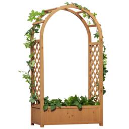 Rackhams Raised Garden Bed with Arch Trellis, Garden Planter Box, Brown - thumbnail 2