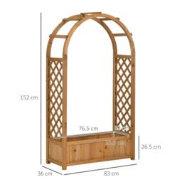 Rackhams Raised Garden Bed with Arch Trellis, Garden Planter Box, Brown - thumbnail 3
