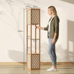 Rackhams Floor Lamp with Shelves and Fabric Lampshades - Rustic Brown - thumbnail 3