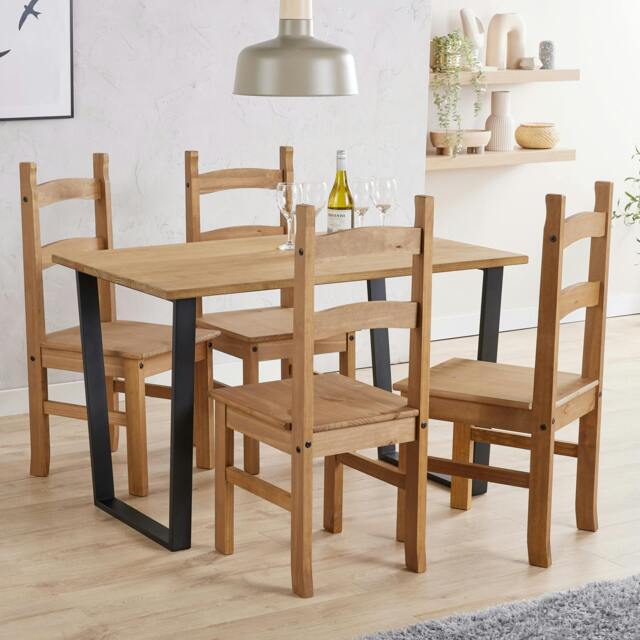 Rackhams Texas 5-Piece Dining Set, Table & 4 Chairs, Industrial Design