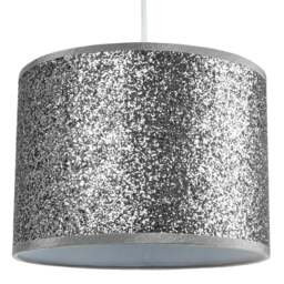 Rackhams Modern and Designer Bright Silver Glitter Fabric Pendant/Lamp Shade 30cm Wide - thumbnail 3