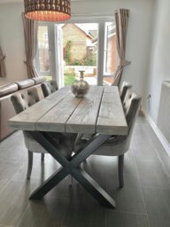 "Rackhams Chunky Dining Table (3"") - No Bench - 120cm - Standard (100cm)"