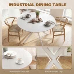 Rackhams 120 cm Dining Table for 4, Industrial Kitchen Table with Steel Legs - thumbnail 4