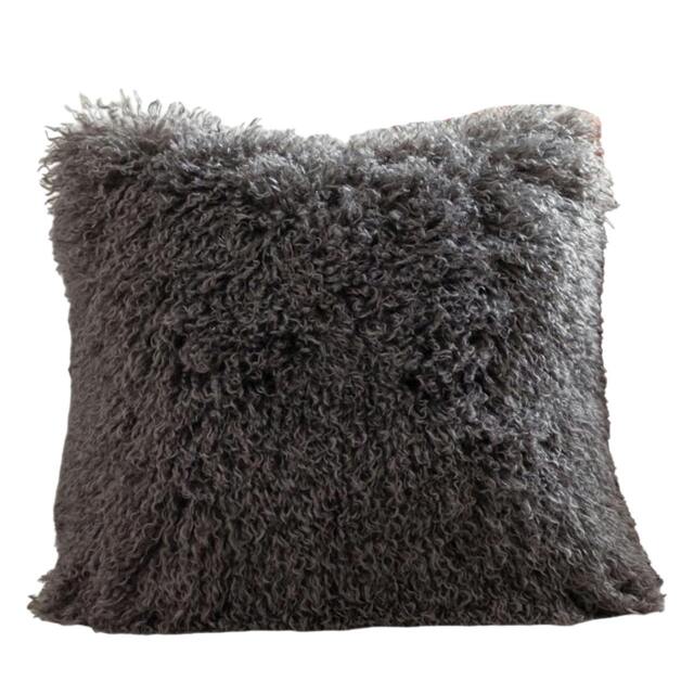 Rackhams Rowan Faux Fur Cushion Cover - Grey - 50cm x 50cm - Grey - 100% Polyester - image 1
