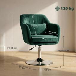 Rackhams Retro Velvet Swivel Tub Chair with Steel Frame - Grey - thumbnail 4
