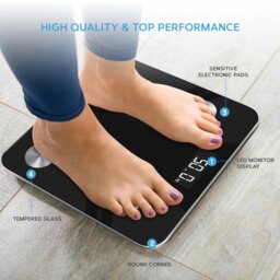 Rackhams Smart Bathroom Scales Digital Body Weighing Scale Connect IOS/Android - Smart Scale  - Solid Black - thumbnail 6