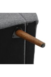 Rackhams 2-Seat Linen Upholstered Storage Bench with Side Arms and Walnut Colored Legs - Grey - thumbnail 6