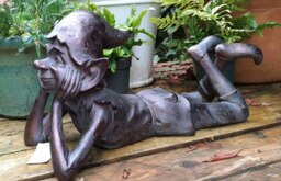 Rackhams Pixie Daydreaming Garden Sculpture Decoration Ornament - Resin - Bronze - Sculpture - thumbnail 3
