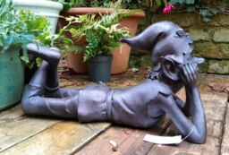Rackhams Pixie Daydreaming Garden Sculpture Decoration Ornament - Resin - Bronze - Sculpture - thumbnail 4