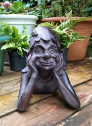 Rackhams Pixie Daydreaming Garden Sculpture Decoration Ornament - Resin - Bronze - Sculpture - thumbnail 2