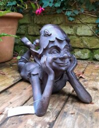 Rackhams Pixie Daydreaming Garden Sculpture Decoration Ornament - Resin - Bronze - Sculpture - thumbnail 1