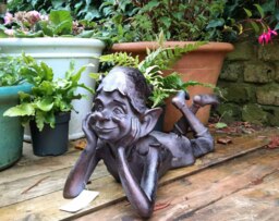 Rackhams Pixie Daydreaming Garden Sculpture Decoration Ornament - Resin - Bronze - Sculpture - thumbnail 5