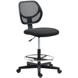 Rackhams Draughtsman Chair Office Chair w/ Adjustable Footrest Ring, Black - thumbnail 2