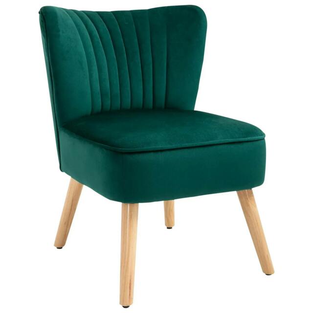 Rackhams Modern Accent Chair, Fabric Living Room Chair with Rubber Wood Legs and Thick Padding, Green - image 1