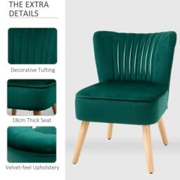 Rackhams Modern Accent Chair, Fabric Living Room Chair with Rubber Wood Legs and Thick Padding, Green - thumbnail 4