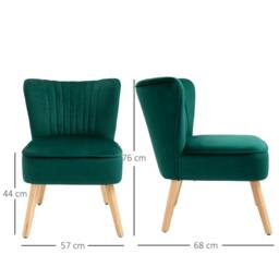 Rackhams Modern Accent Chair, Fabric Living Room Chair with Rubber Wood Legs and Thick Padding, Green - thumbnail 2