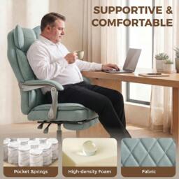 Rackhams Big and Tall Office Chair with Lumbar Support, Light Blue - thumbnail 5