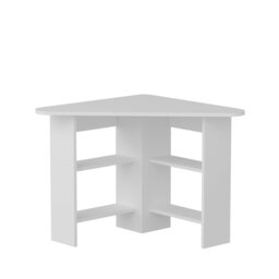 Rackhams Corner Computer Desk with Shelves-Gredos - White - thumbnail 3