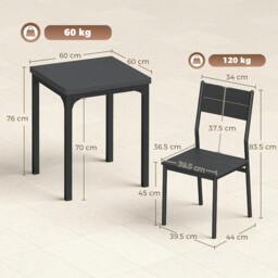 Rackhams 3 Pcs Compact Dining Table 2 Chairs Set Black Wood Effect - thumbnail 3