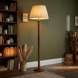 Rackhams Mahogany Wooden Classic Floor Lamp Base with Twisting Pole Design - thumbnail 6